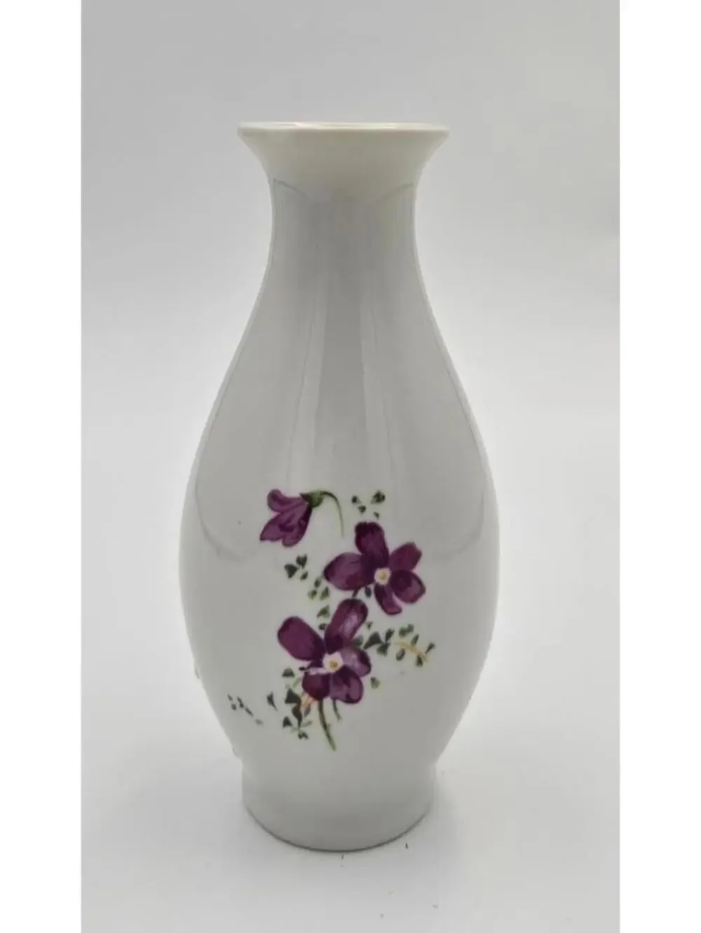 Vintage Mini Porcelain Bud Vase Purple Floral Design 5 Inch Decor